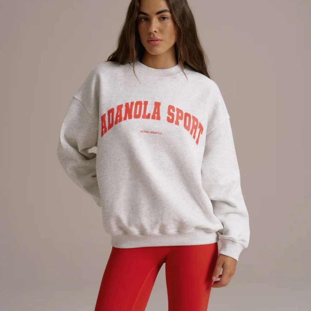 Adanola Sport White Sweatshirt with Red Accents